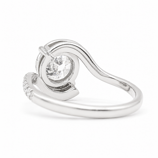 Round Brilliant Spiral Pavé Ring  – Lab Grown Diamond – 14K/18K Gold – 32 Side Stones