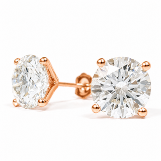 Round Brilliant Earrings – Lab Grown Diamonds – 14K/18K Rose Gold – Stud Earrings
