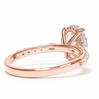Oval Brilliant with Pavé Marquise Band – Lab-Grown Diamond – 14K/18K Rose Gold – 30 Side Stones