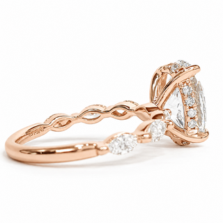 Oval Brilliant with Marquise Band and Hidden Halo Ring – Lab-Grown Diamond – 14K/18K Gold – 20 Side Stones