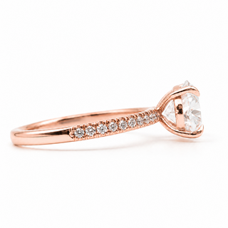 Oval Brilliant Pavé Ring – Lab Grown Diamond – 14K/18K Rose Gold – 20 Side Stones