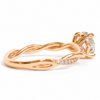 Round Brilliant Pavé Ring – Lab Grown Diamond – 14K/18K Rose Gold – 28 Side Stones