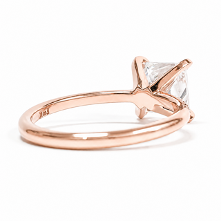 Princess Cut Pavé Ring – Lab Grown Diamond – 14K/18K Rose Gold – 14 Side Stones