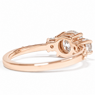 Round Brilliant Pavé Ring – Lab Grown Diamond – 14K/18K Rose Gold – 10 Side Stones