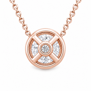 Round Brilliant – Lab Grown Diamond – 14K/18K Rose Gold – Solitaire With Halo Necklace