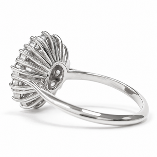 Round Brilliant Diana Ring – Lab Grown Diamond – 14K/18K White Gold – 14 Side Stones