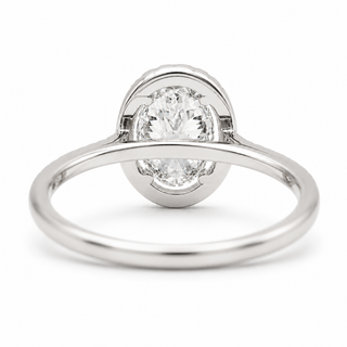 Oval Brilliant Pavé with Halo Ring  – Lab Grown Diamond – 14K/18K White Gold – 44 Side Stones