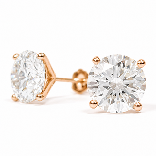 Round Brilliant Earrings – Lab Grown Diamonds – 14K/18K Rose Gold – Stud Earrings