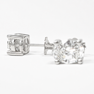 Oval Brilliant Earrings – Lab Grown Diamonds – 14K/18K White Gold – Stud Earrings