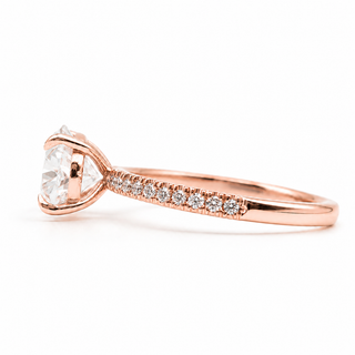 Oval Brilliant Pavé Ring – Lab Grown Diamond – 14K/18K Rose Gold – 20 Side Stones