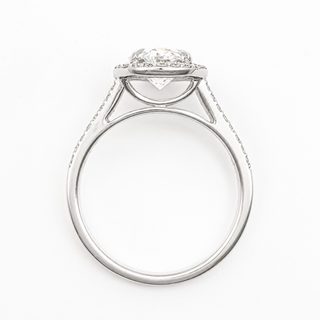 Oval Brilliant Split Pavé with Halo Ring  – Lab Grown Diamond – 14K/18K White Gold – 54 Side Stones