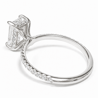 Emerald Cut with Pavé Band and Hidden Halo – Lab-Grown Diamond – 14K/18K White Gold – 42 Side Stones