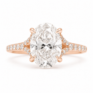 Oval Brilliant Split Pavé Ring – Lab Grown Diamond – 14K/18K Gold – 24 Side Stones