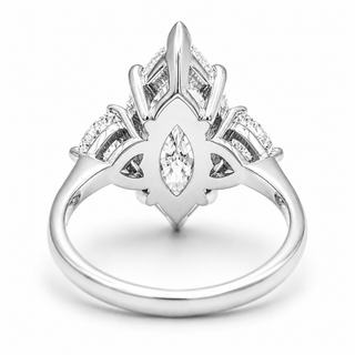 Marquise Brilliant 3 Stone Ring – Lab Grown Diamond – 14K/18K White Gold – 2 Side Stones