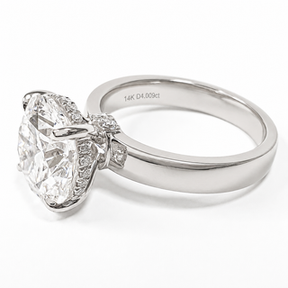 Round Brilliant Hidden Halo Solitaire Ring – Lab Grown Diamond – 14K/18K White Gold – 24 Side Stones