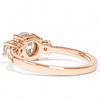 Round Brilliant Pavé Ring – Lab Grown Diamond – 14K/18K Rose Gold – 10 Side Stones