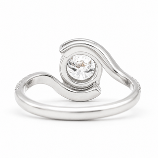 Round Brilliant Spiral Pavé Ring  – Lab Grown Diamond – 14K/18K Gold – 32 Side Stones