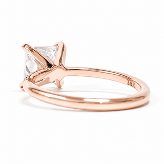 Princess Cut Pavé Ring – Lab Grown Diamond – 14K/18K Rose Gold – 14 Side Stones
