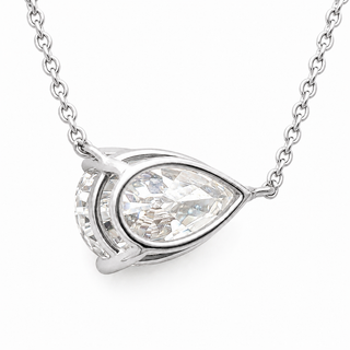 Pear Shape – Lab Grown Diamond – 14K/18K White Gold – Solitaire Necklace