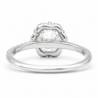 Round Brilliant Flower Pavé Ring – Lab Grown Diamond – 14K/18K White Gold – 32 Side Stones