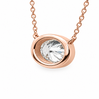 Oval Brilliant – Lab Grown Diamond – 14K Gold – Solitaire Necklace Bezel Setting