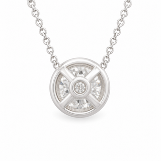 Round Brilliant – Lab Grown Diamond – 14K/18K White Gold – Solitaire With Halo Necklace