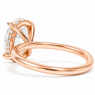 Oval Brilliant Ring with Hidden Halo – Lab Grown Diamond – 14K/18K Rose Gold – 18 Side Stones