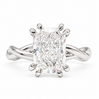 Radiant Cut Split Spiral Band Solitaire Ring – Lab Grown Diamond – 14K/18K Gold