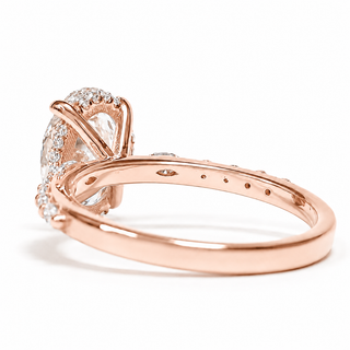 Oval Brilliant with Pavé Marquise Band – Lab-Grown Diamond – 14K/18K Rose Gold – 30 Side Stones