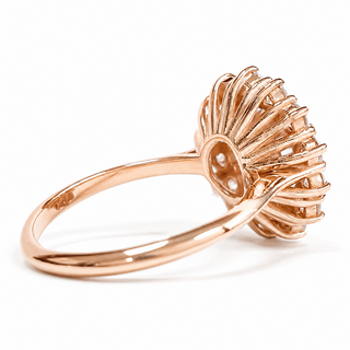 Round Brilliant Diana Ring – Lab Grown Diamond – 14K/18K Rose Gold – 14 Side Stones