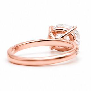 Oval Brilliant Pavé Ring – Lab Grown Diamond – 14K/18K Rose Gold – 20 Side Stones