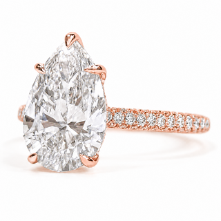 Pear Shape Three Row Pavé Ring with Hidden Halo – Lab Grown Diamond – 14K/18K Rose Gold – 133 Side Stones
