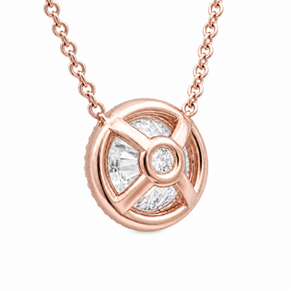 Round Brilliant – Lab Grown Diamond – 14K/18K Rose Gold – Solitaire With Halo Necklace