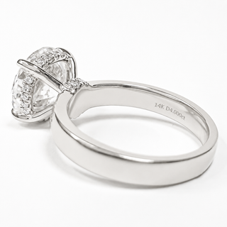 Round Brilliant Hidden Halo Solitaire Ring – Lab Grown Diamond – 14K/18K White Gold – 24 Side Stones