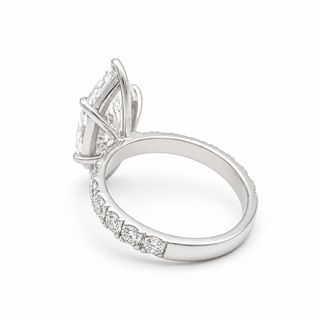 Marquise Brilliant Pavé Ring – Lab Grown Diamond – 14K/18K White Gold – 16 Side Stones