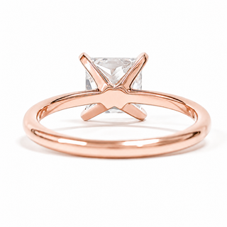 Princess Cut Pavé Ring – Lab Grown Diamond – 14K/18K Rose Gold – 14 Side Stones
