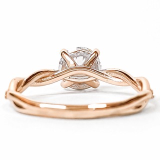 Round Brilliant Pavé Ring – Lab Grown Diamond – 14K/18K Rose Gold – 28 Side Stones