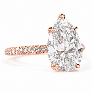 Pear Shape Three Row Pavé Ring with Hidden Halo – Lab Grown Diamond – 14K/18K Rose Gold – 133 Side Stones