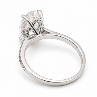 Oval Brilliant Split Pavé Ring – Lab Grown Diamond – 14K/18K White Gold – 36 Side Stones