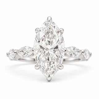 Marquise Brilliant with Marquise Band and Hidden Halo Ring – Lab-Grown Diamond – 14K/18K Gold – 26 Side Stones