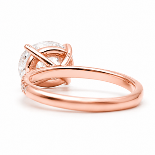 Oval Brilliant Pavé Ring – Lab Grown Diamond – 14K/18K Rose Gold – 20 Side Stones