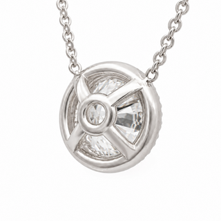Round Brilliant – Lab Grown Diamond – 14K/18K White Gold – Solitaire With Halo Necklace