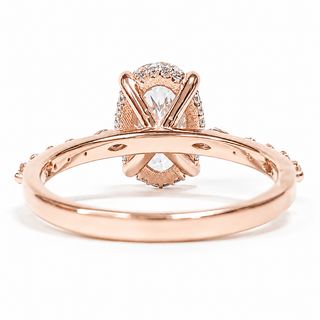 Oval Brilliant with Pavé Marquise Band – Lab-Grown Diamond – 14K/18K Rose Gold – 30 Side Stones
