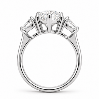 Marquise Brilliant 3 Stone Ring – Lab Grown Diamond – 14K/18K White Gold – 2 Side Stones