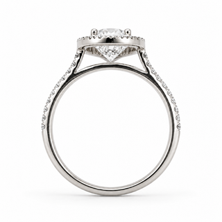 Oval Brilliant Pavé with Halo Ring  – Lab Grown Diamond – 14K/18K White Gold – 44 Side Stones