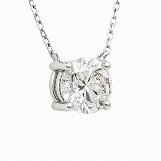 Round Brilliant – Lab Grown Diamond – 14K/18K White Gold – Solitaire Necklace