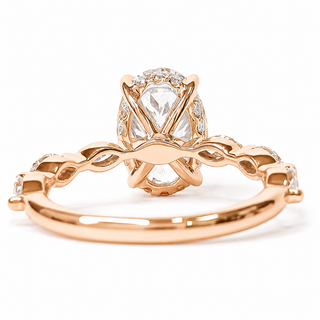 Oval Brilliant with Marquise Band and Hidden Halo Ring – Lab-Grown Diamond – 14K/18K Gold – 20 Side Stones