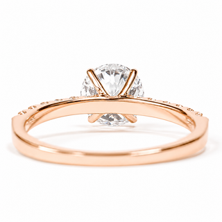 Round Brilliant Pavé Ring – Lab Grown Diamond – 14K/18K Rose Gold – 12 Side Stones