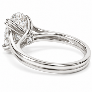 Oval Brilliant Split Band Solitaire Ring – Lab Grown Diamond – 14K/18K White Gold - 1 Side Stone Split Band