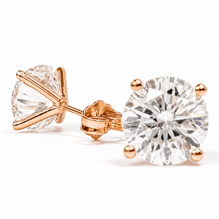 Round Brilliant Earrings – Lab Grown Diamonds – 14K/18K Rose Gold – Stud Earrings